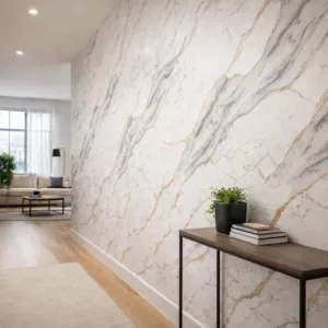 Beyaz Gold-Siyah Desenli Duvar Paneli