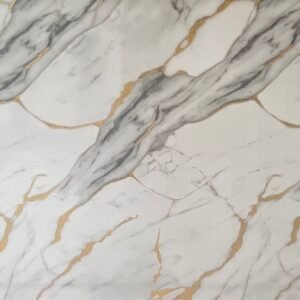 BY-04-Beyaz (Gold-Siyah Desenli) Duvar Paneli